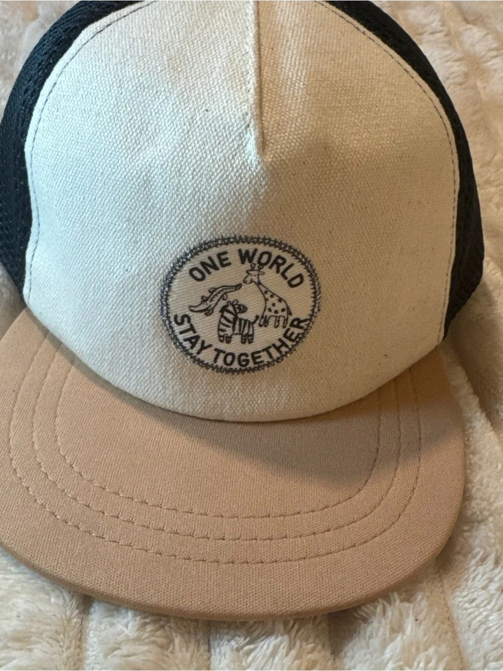 ONE WORLD Cream, Black & Tan Kids Trucker Hat
